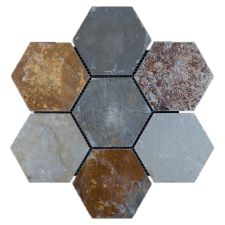 villa decoration driveway paving stone Artificial brick hexagon slate stone net pastes outdoor cladding tiles